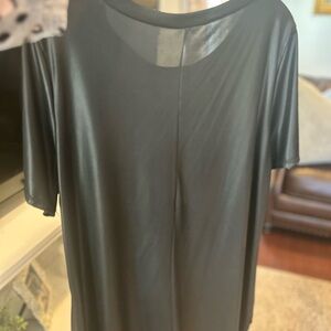 Black Faux Leather Sleek Pullover Blouse